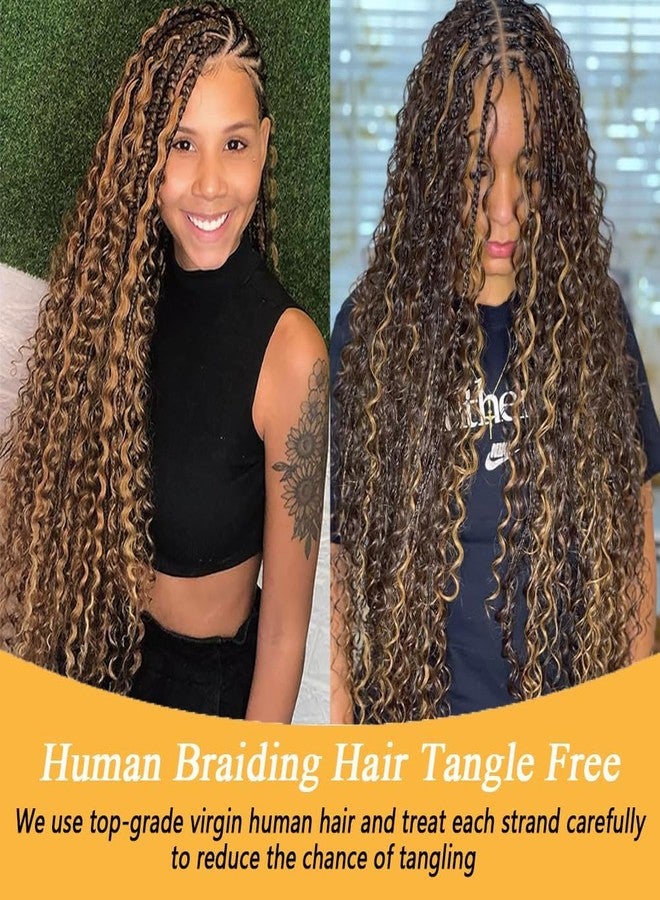 Miss Lee Human Braiding Hair for Boho Knotless Braids Bulk Curly Bundles Human Hair for Micro Braiding Wet and Wavy Water Wave No Weft Human Hair Extension for Box Boho Braids with 4/27# 18inch - Image 2